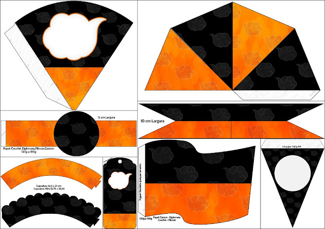 Naranja y Negro con Nubes: Imprimibles gratis para fiestas.