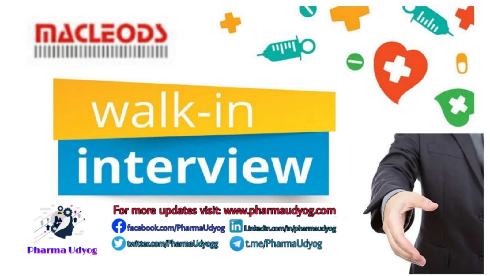 MacLeods Walkin interview at Pune on 27 Sept 2019 Pharma Jobs