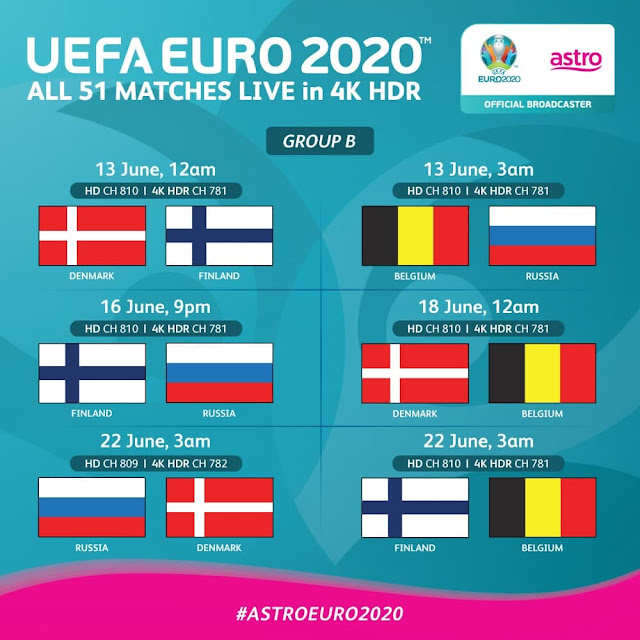 jadual waktu perlawanan euro 2020 di Astro