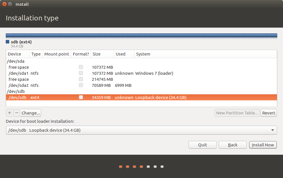 Installing Linux (Ubuntu) on existing Windows NTFS partition