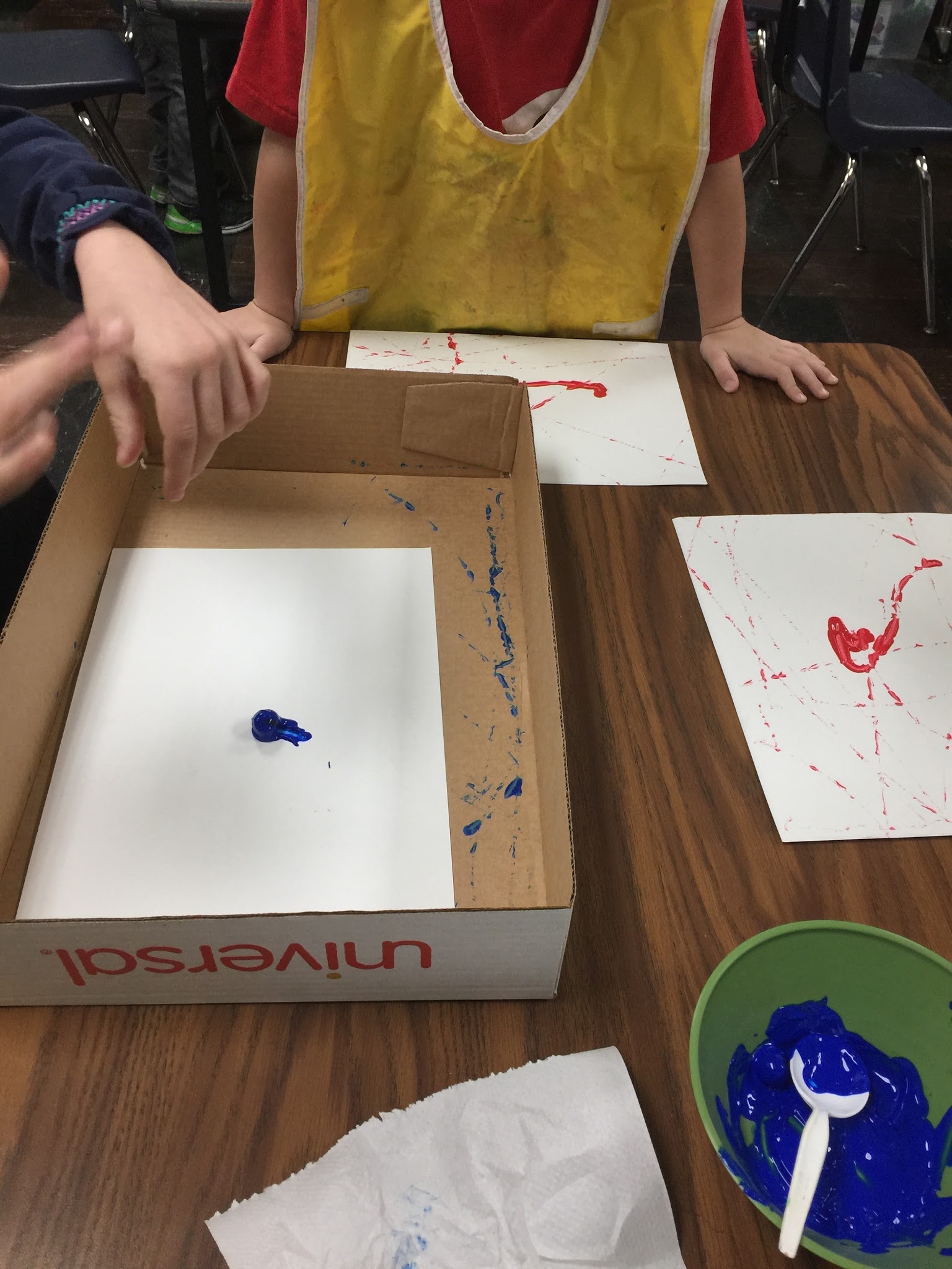 Mrs. Harris' art room Jackson Pollock marble painting kindergarten