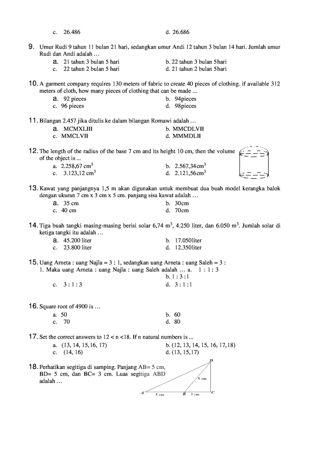 Bogorami Store Soal Psikotes Masuk SMP Favorit (Sekolah)