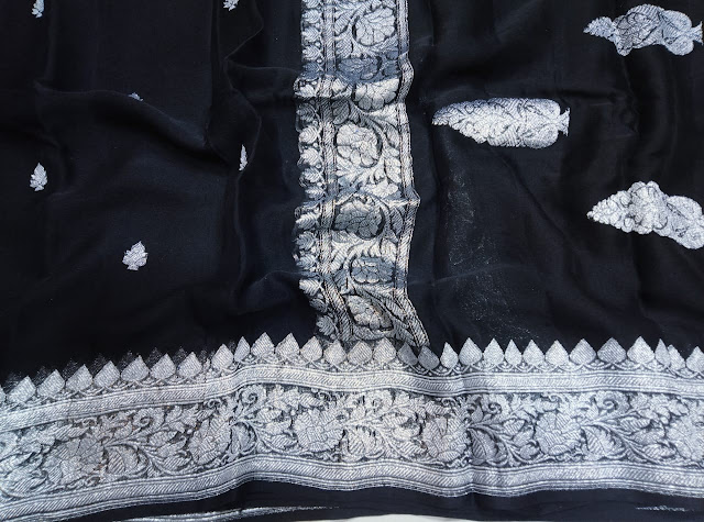 Chiffon khaddi sarees price 5100 Rs.