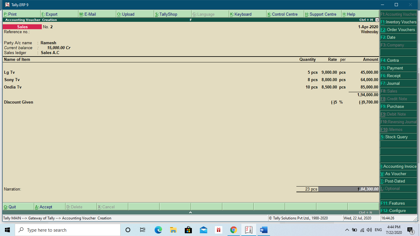 Tally me discount ki entry kaise kare Purchase Discount Sales