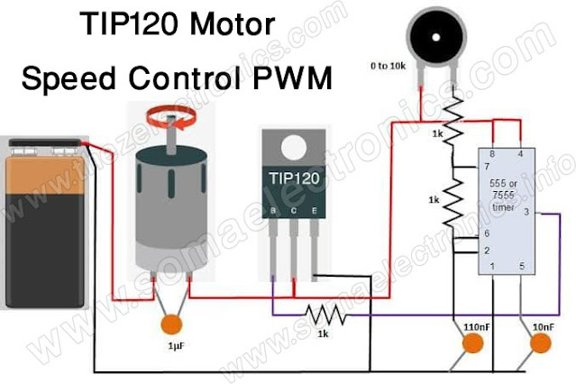 TIP120 Mosfet Transistor Motor Speed Control Using PWM Signal NE555 Or ...