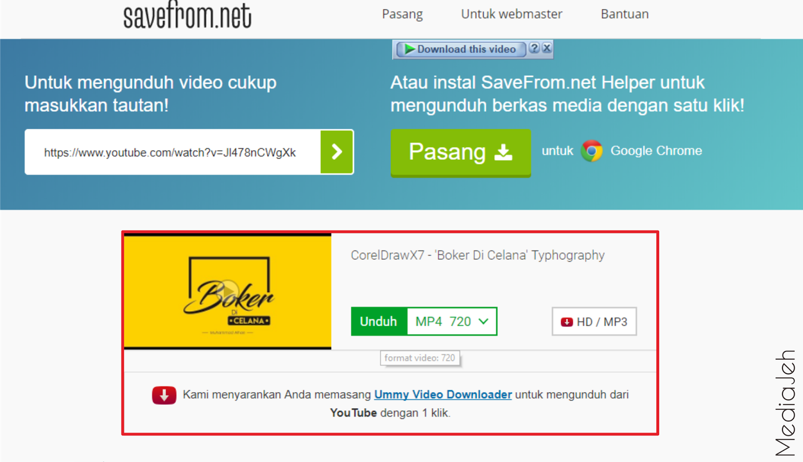 Cara Mudah Mendownload Video Youtube dengan SaveFrom MediaJeh