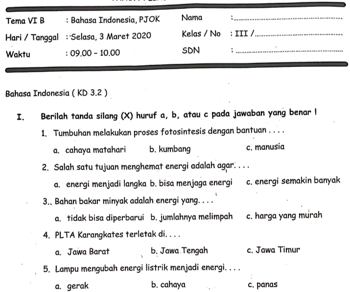 Download Kunci Jawaban Soal Pts Uts Kelas 3 Semester 2 K13 Revisi Tahun 2020 Lengkap Mariyadi Com