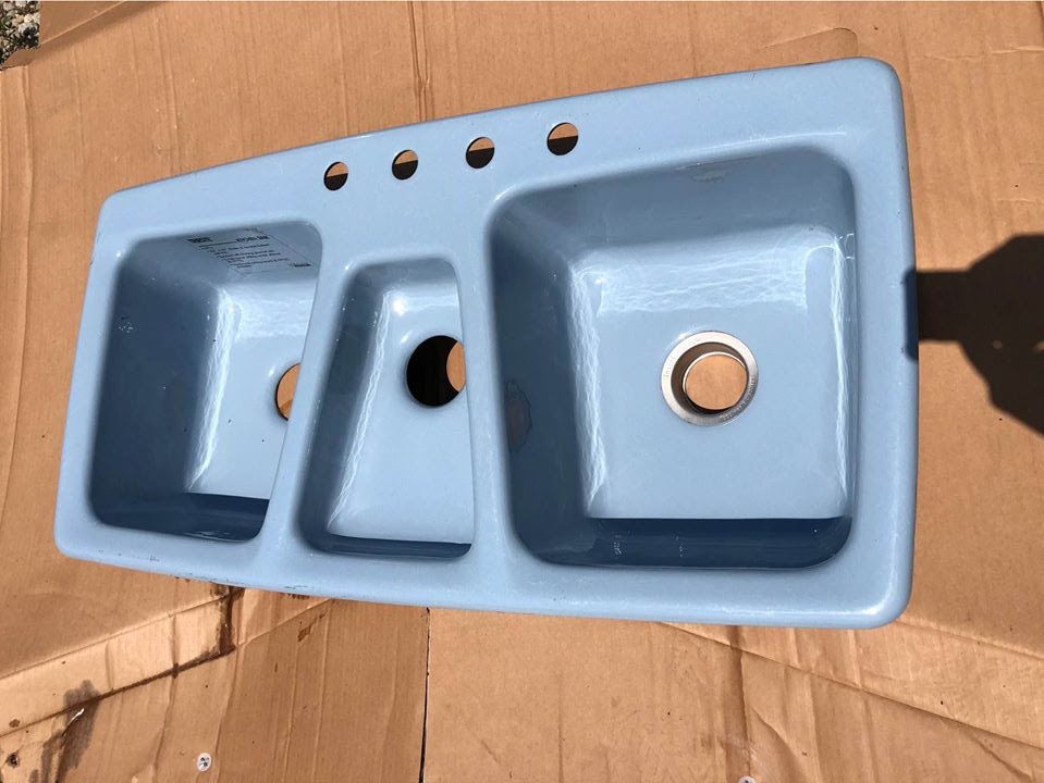 Find Discontinued Plumbing Fixtures KOHLER TRIESTE SINK, LIGHT BLUE, NEW,