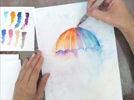 Pintando com Aquarela: Guarda-Chuva Pintando com Aquarela: Guarda-Chuva