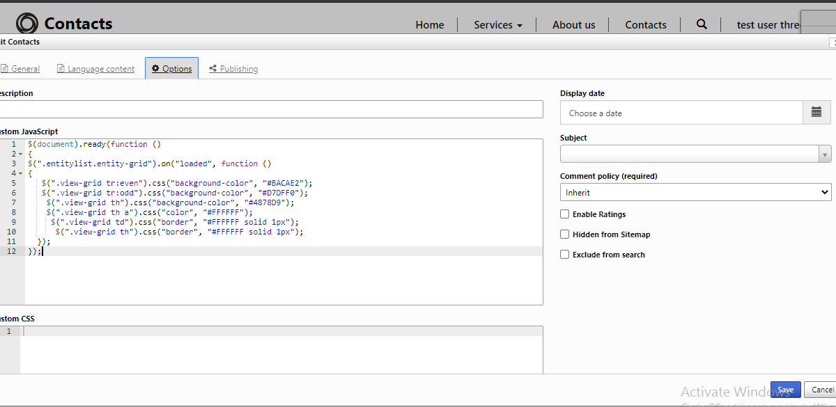 How to add alternate color to a grid (list) in D365 Portals?