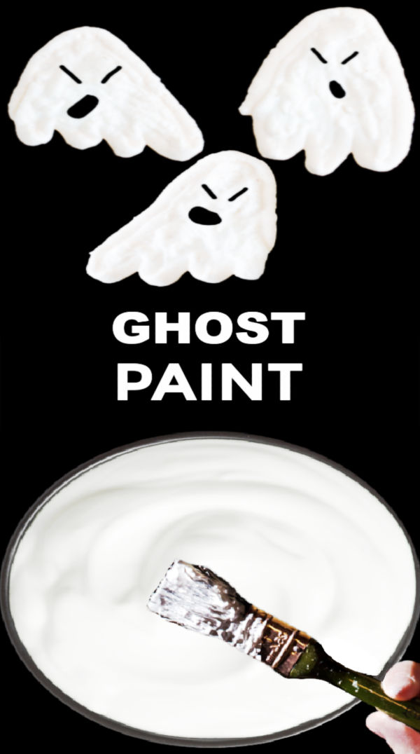 Icy-cold ghost paint recipe for kids #ghostpaint #ghostcraftsforkids #paintrecipeforkids #halloween