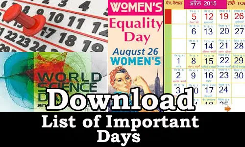 Download List of Important National and International Days