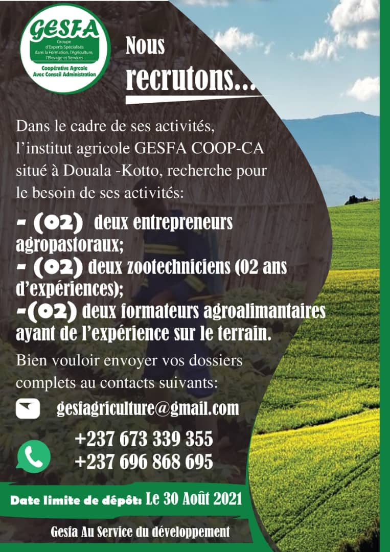 L'Institut agricole GESFA COOP-CA recrute !