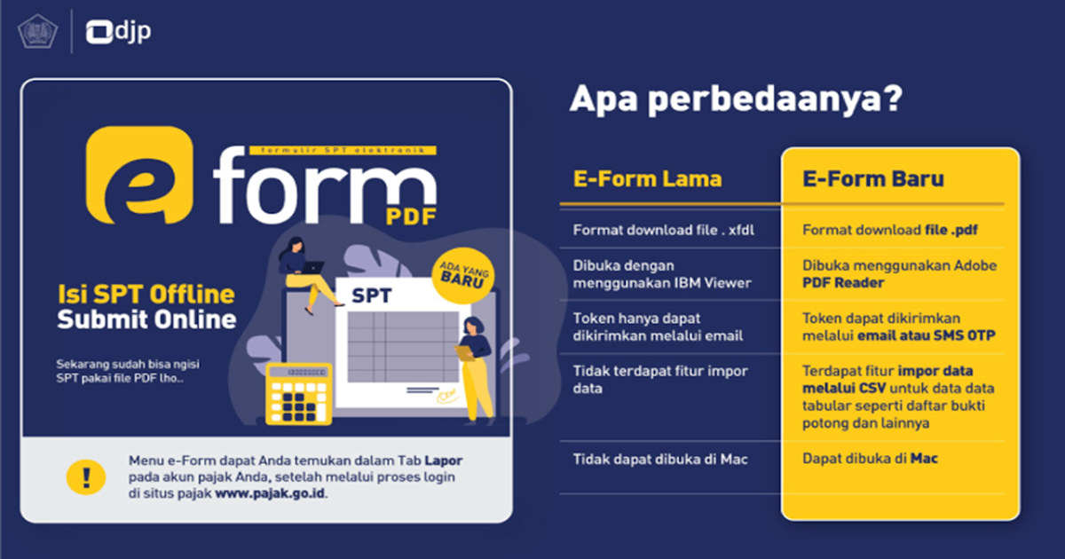 Cara Lapor SPT Tahunan Via eForm PDF di DJP Online Catatan Ekstens