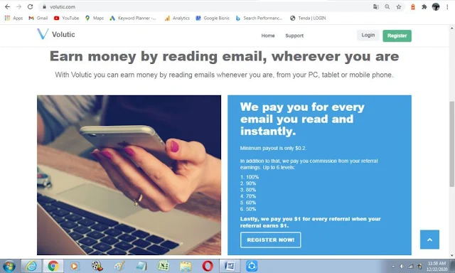 Cara dapat uang dari membaca email dari situs volutic.com