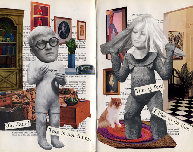 Collages in altered book 