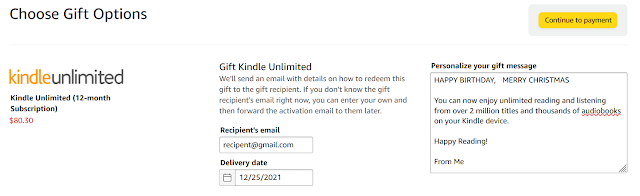 Kindle Unlimited Gift Subscription