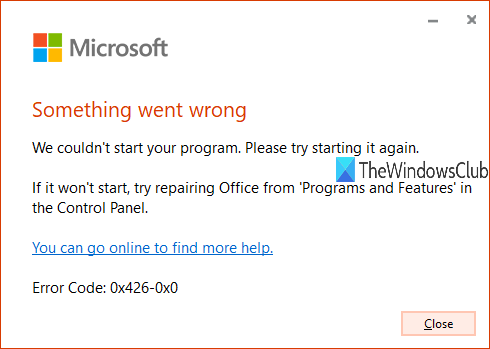 corrige el problema del código de error de Microsoft 0x426-0x0