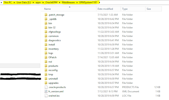 Oracle Middleware Home, EPM Oracle Home and EPM Oracle Instance