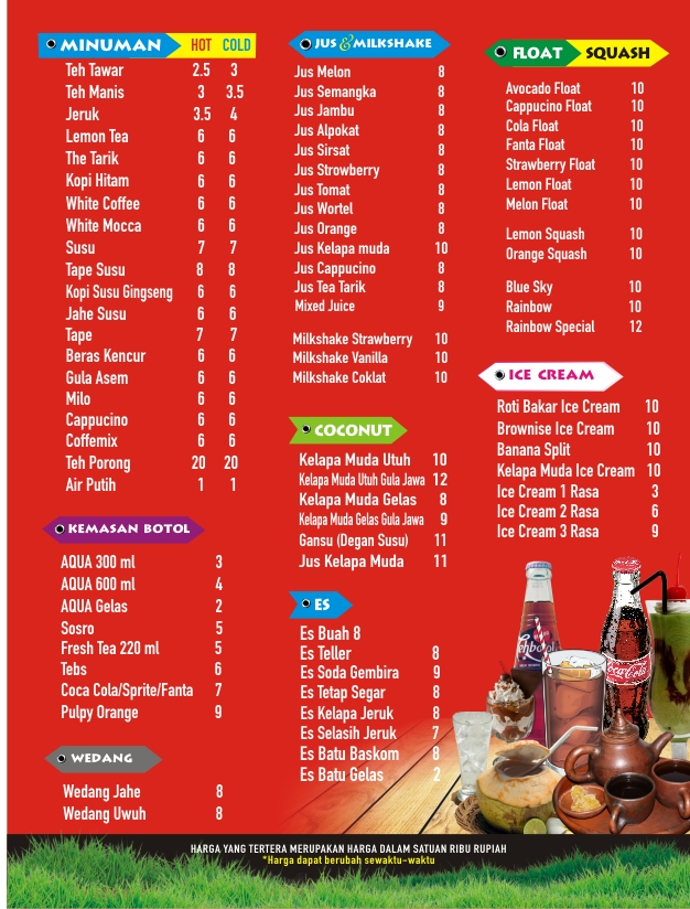 Ayam Ayam Resto & Bakery Sukoharjo: MENU MINUMAN / NONGKRONG / SOLO