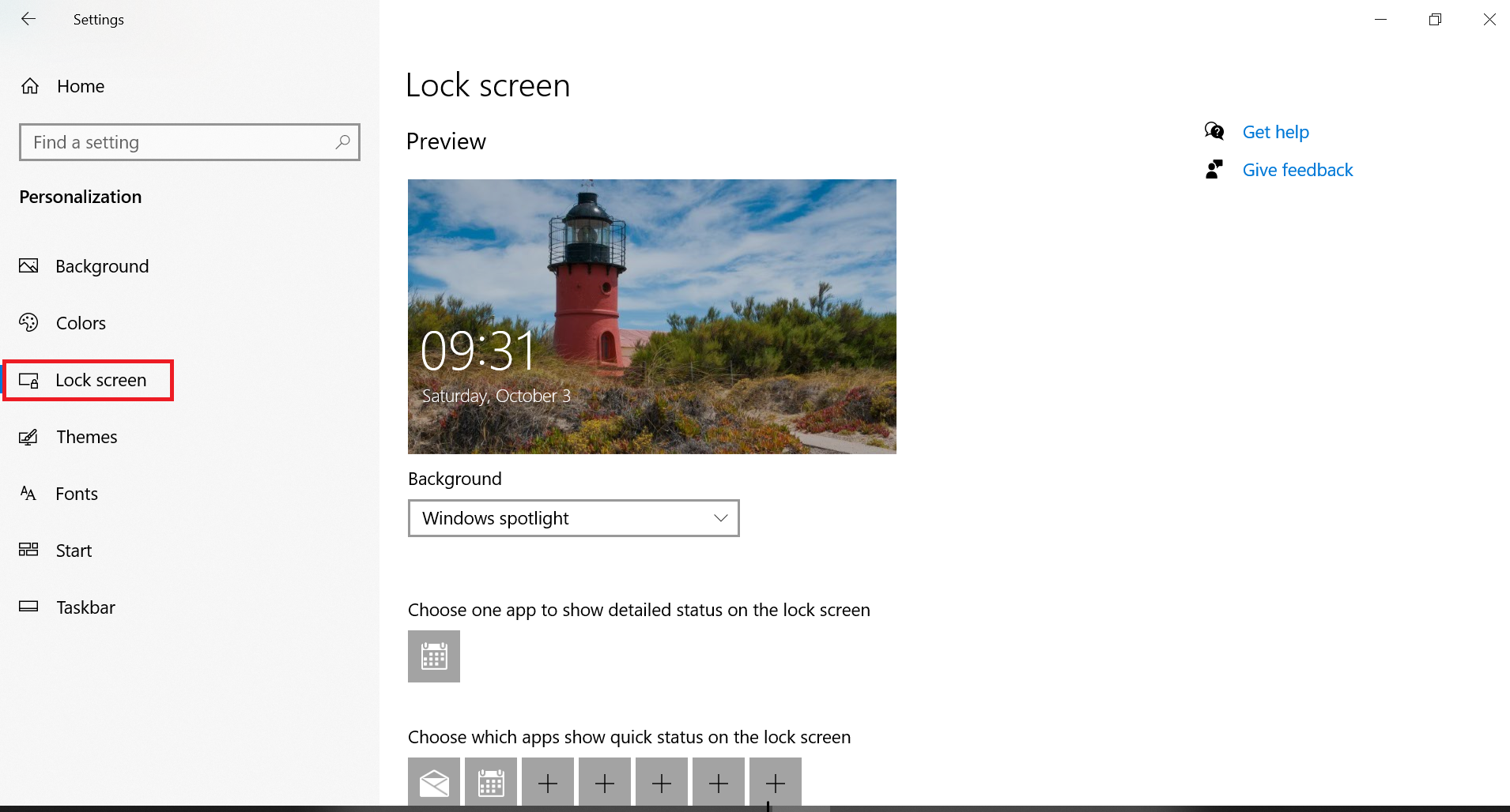Windows 10 slideshow lock screen