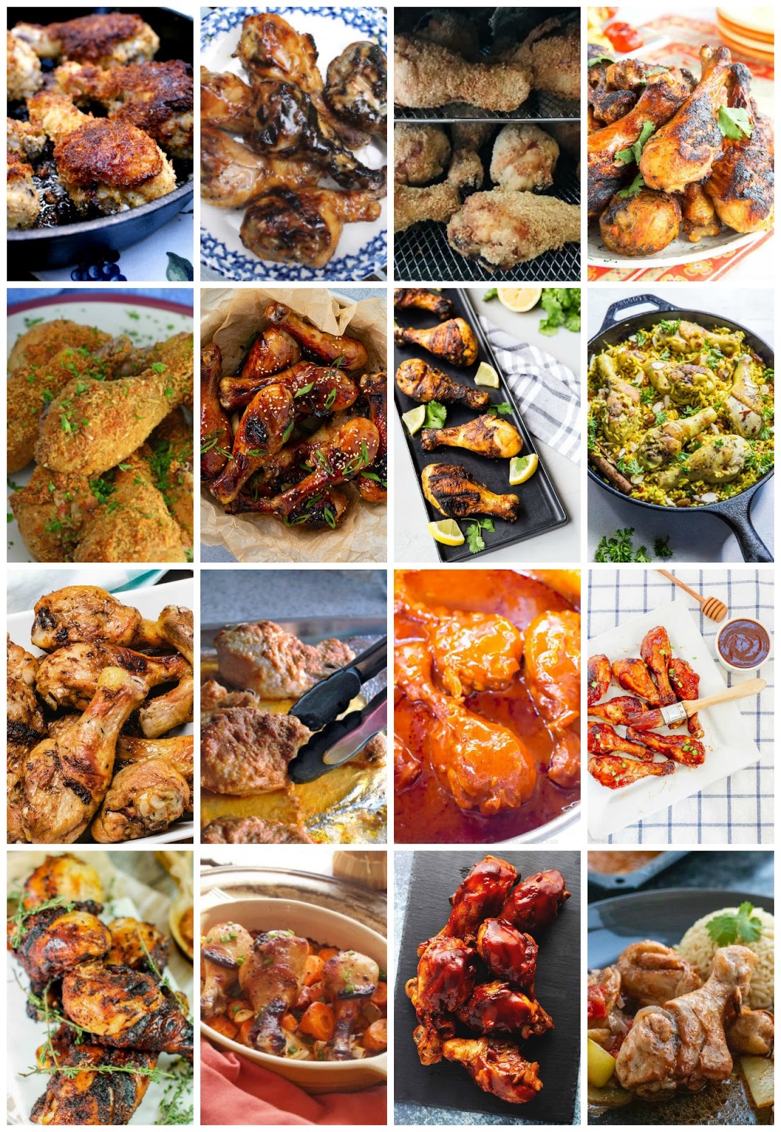 Are you looking for some bone-in chicken recipes? This roundup includes recipes for bone-in breasts, thighs, leg quarters, drumsticks, wings, and even whole chicken recipes! #boneinchicken #chickenrecipes #chicken