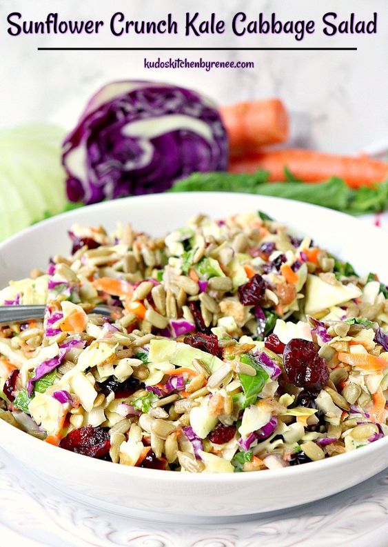 Sunflower Crunch Kale Cabbage Salad My Food