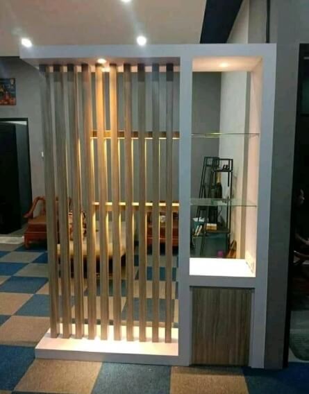 Model Sekat ruangan minimalis modern 2 muka kayu