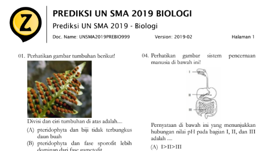 Latihan Soal UN UNBK UNKP Biologi SMA 2020 Prediksi Latihan Soal UN UNBK UNKP Biologi SMA 2020 Prediksi
