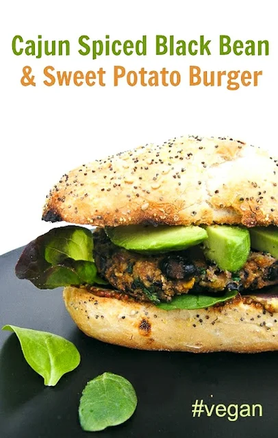 Spicy vegan burgers made with black beans, sweet potatoes, spinach and oats, with no egg or dairy. Droolworthy and healthy burgers.