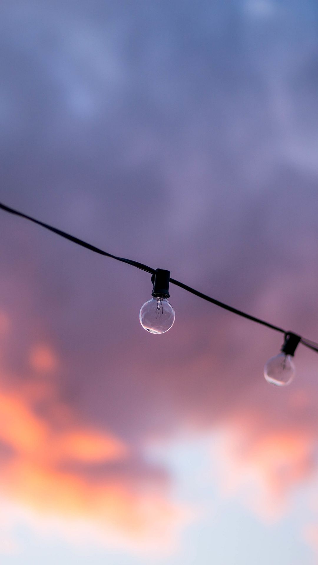 Wallpaper Light Bulb, Garland, Sunset, Sky