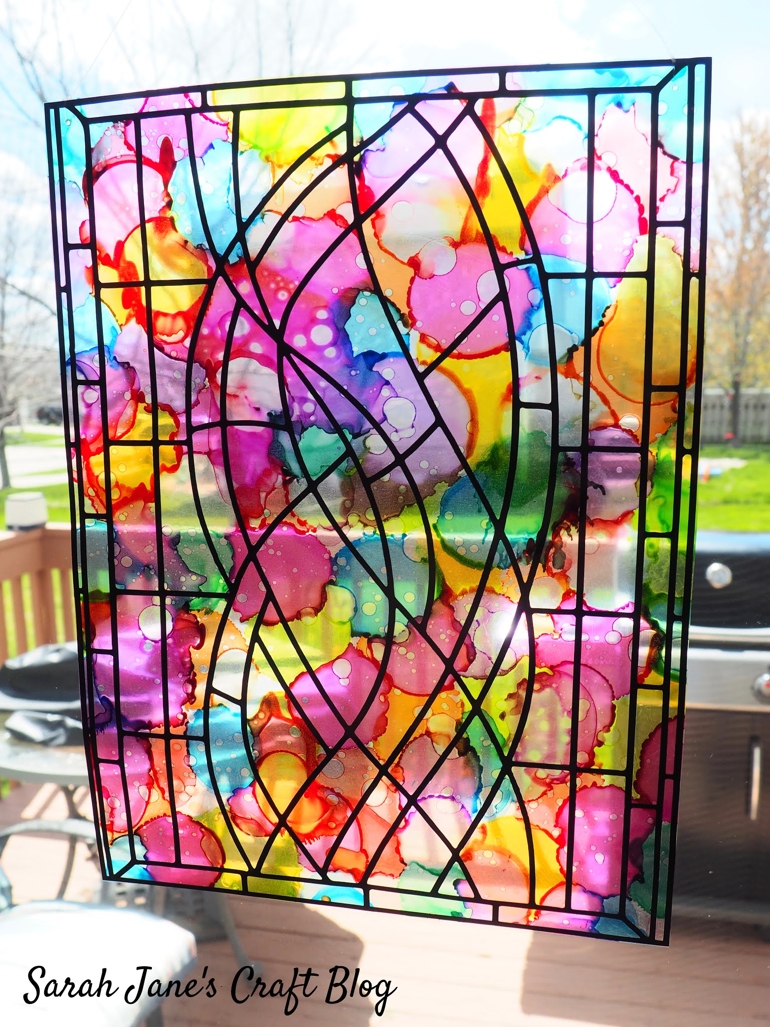 Hanging Faux Stained Glass Panels (Made with Laminating Pouches