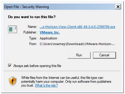 vmware horizon client download fail very end