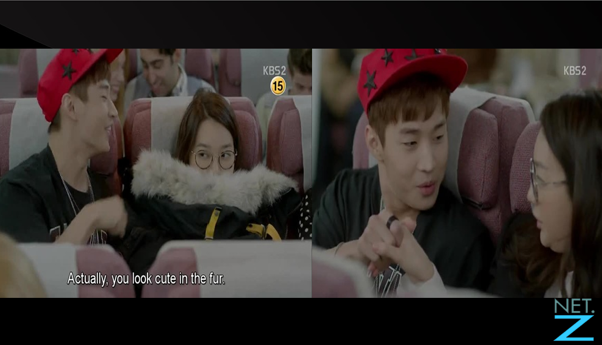 In the scene on the plane, Joo Eun and Ji Woong sitting next to each other