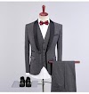 Coat Dress 3 piece for Wedding in dark grey color with simple pattern 