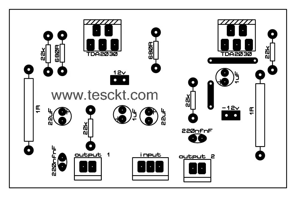 tda2030 stereo amplifier pcb top tda2030 stereo amplifier pcb top