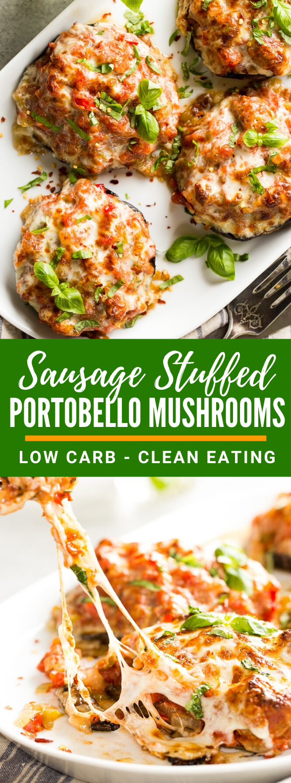 Sausage Stuffed portobello Mushrooms #lowcarb #healthydinner