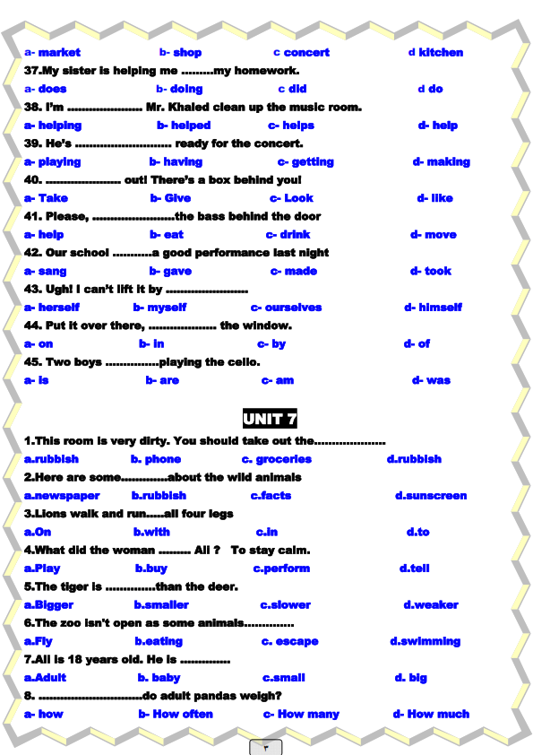 مراجعة امتحان شهر مارس لغة انجليزية الصف السادس بنظام الاختيار من متعدد  Six.doc_003