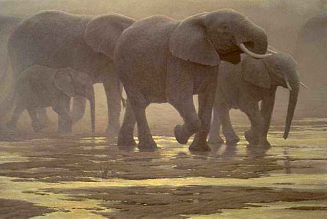 Роберт Бейтмэн / Robert Bateman By the River - Elephants, 1999