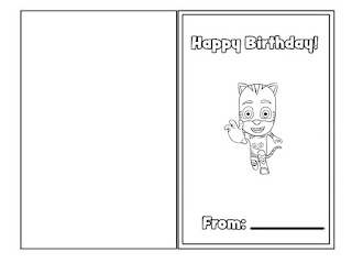 Happy birthday card coloring page- PJ Masks Catboy