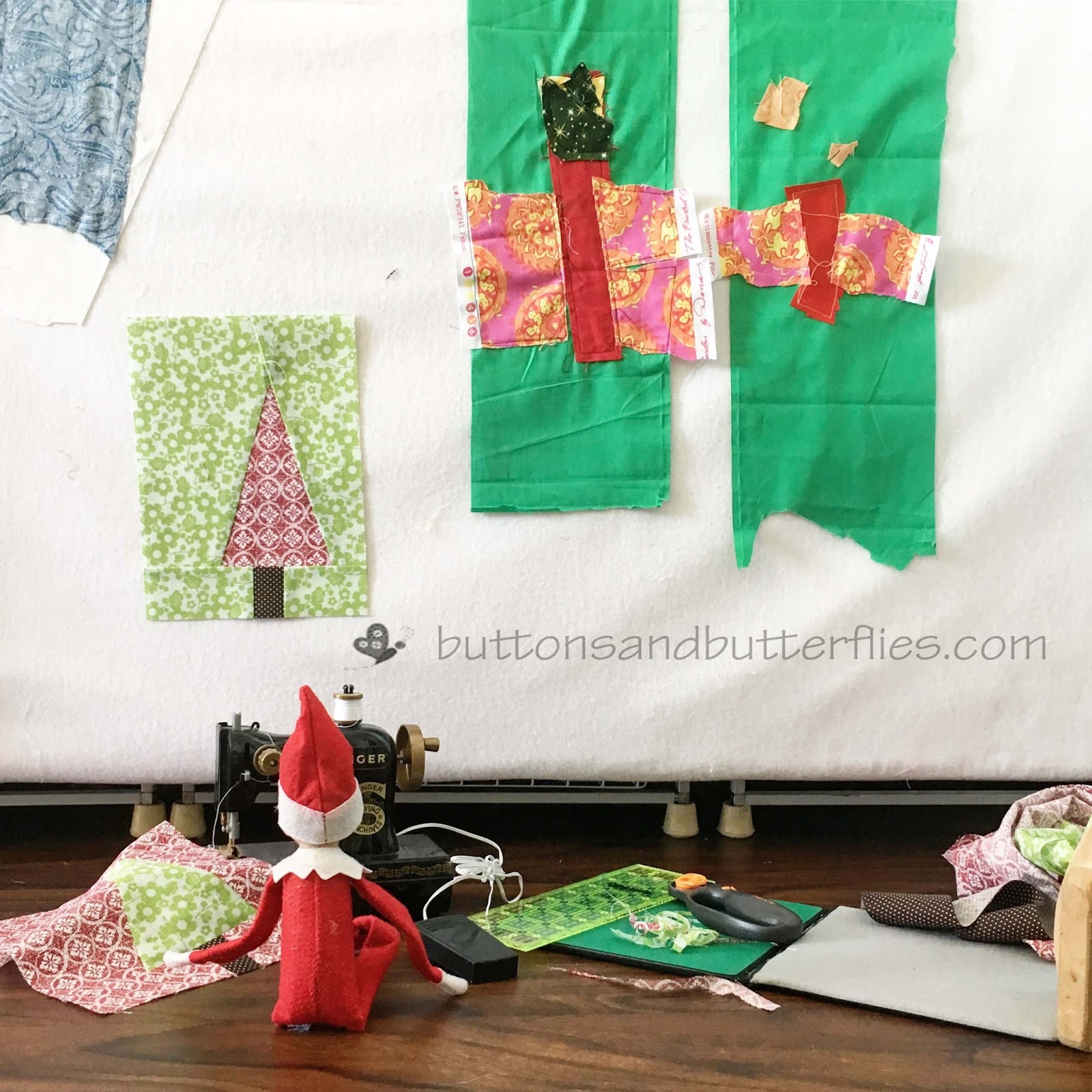 Buttons and Butterflies Home for the Holidays {Quilt}