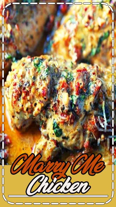 Marry Me Chicken. Famous skillet chicken in a sundried tomato parmesan cream sauce with fresh basil. It will definitely inspire marriage proposals! #chicken #skilletchicken #marrymechicken #30minutemeal #30minutemeals
