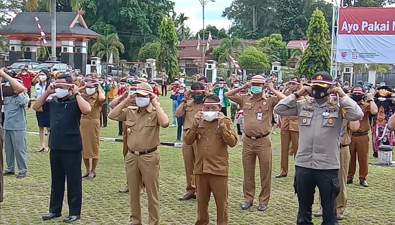 Polres Bartim Lakukan Gerakan Maskerisasi Sekaligus Deklarasi, Ajak Semua Unsur Masyarakat Terapkan Pemilu Damai