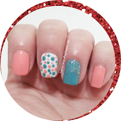 coral manicure polka teal dot nail mani nails designs manicures monday via highheels spring