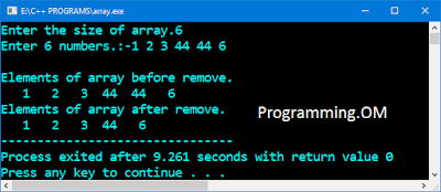 Program in C and C++ to remove duplicate elements from array.