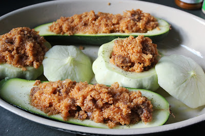 Stuffed pattypan squashes and zucchini