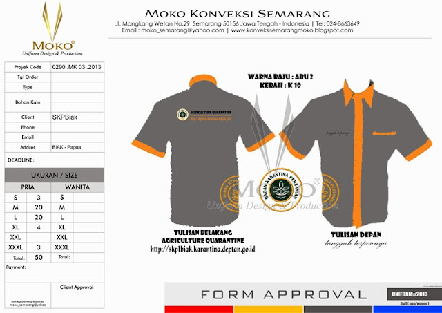 DESAIN BAJU KANTOR KARANTINA PERTANIAN