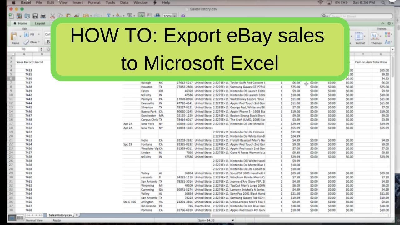 Ebay Excel Spreadsheet Free Download Invoice Template