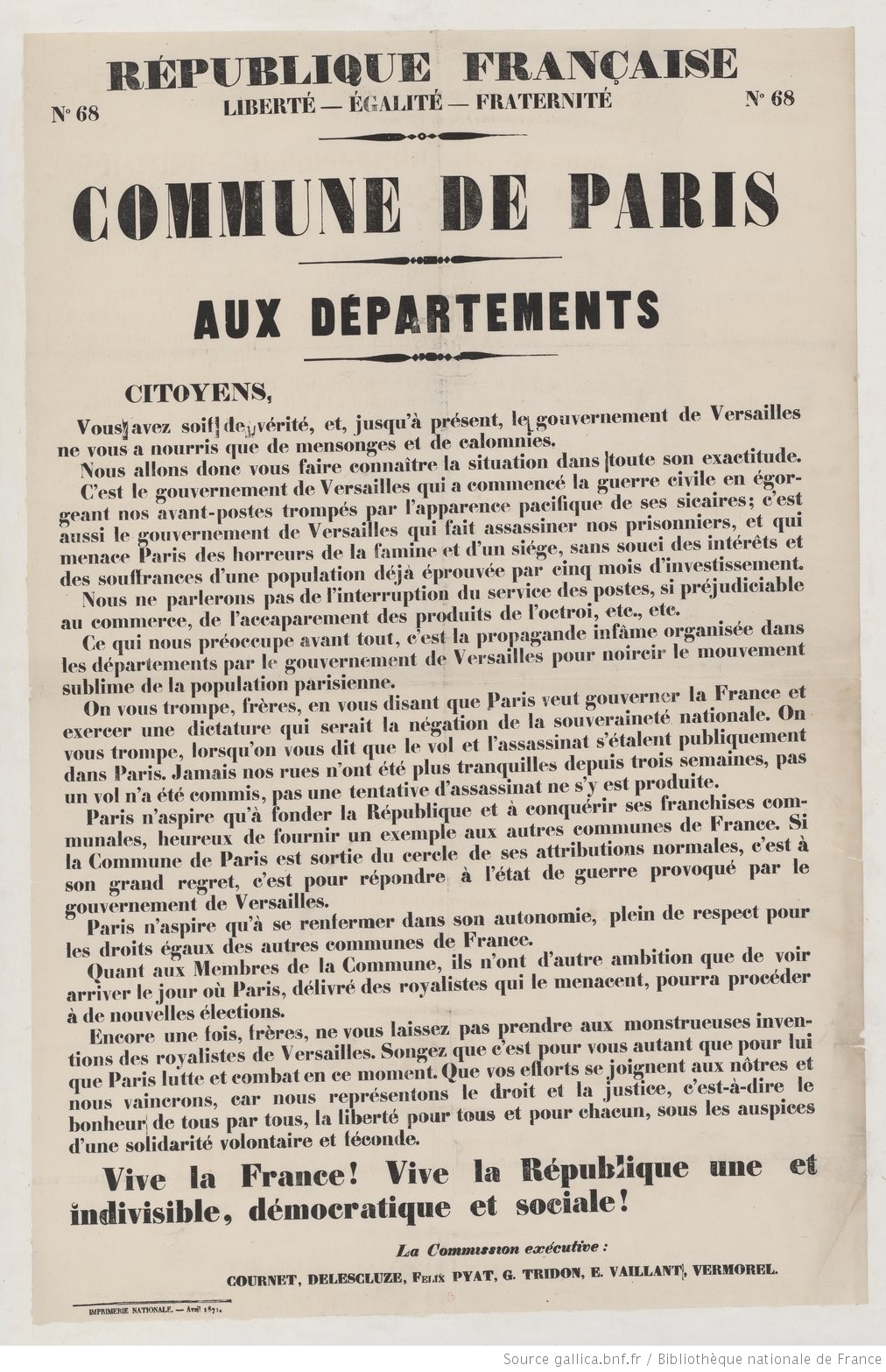 Vaillantitude 1871 ELECTIONS DE LA COMMUNE DE PARIS