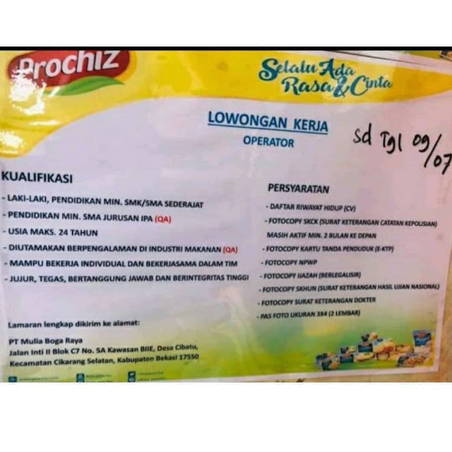 Lowongan Besar Besaran Pt Mulia Boga Raya Prochiz Juni 2020 Serangid